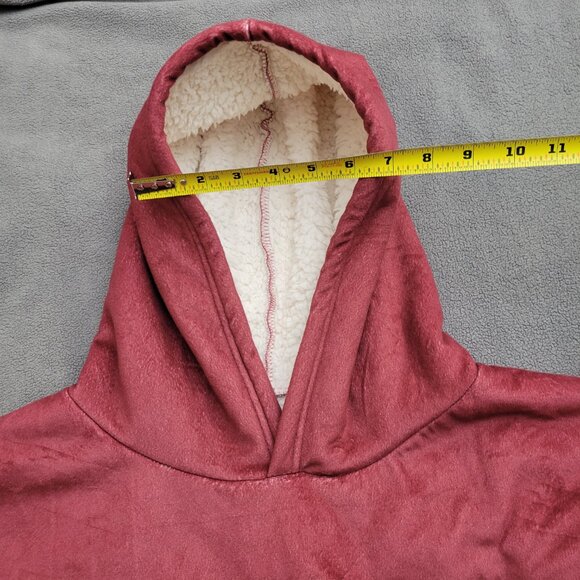 Hoodie Sweater Womens L Oversized Pink Cozy Fluffy Lounge Peace Love Book Binge - Picture 11 of 14